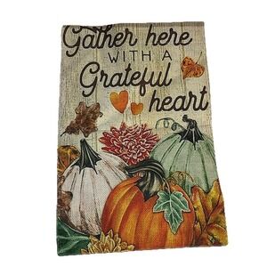 Fall Harvest Garden Flag‎ Pumpkin Leaves Gather Here Grateful Heart Halloween